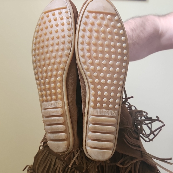 Brown Fringe Knee-High Boots - Picture 4 of 9